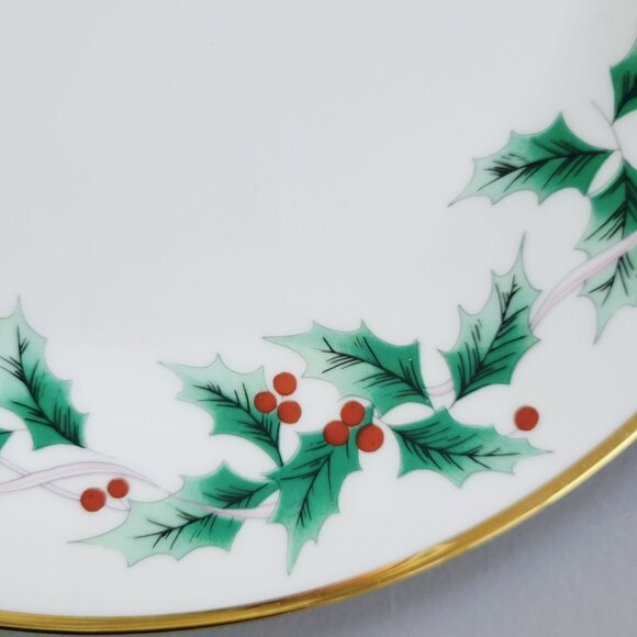 Vintage Mikasa Ribbon Holly Dinner Plate, Holly & Berry Design, Gold Trim, Japan - Picture 4 of 9